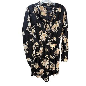 Rue21 Womens Floral Lace-Up Dress Size M Black & Beige